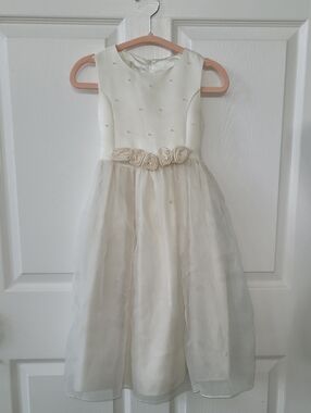 Cinderella Cream Rosette Waist Formal Girls' Dress